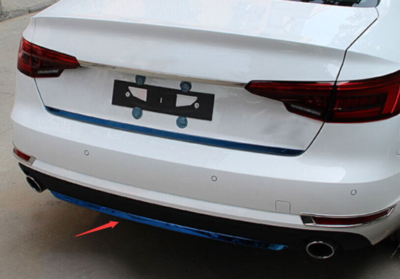 for Audi A4 S4 2017-2019 Blue Steel Rear Bumper Lower Protector Strip Cover Trim