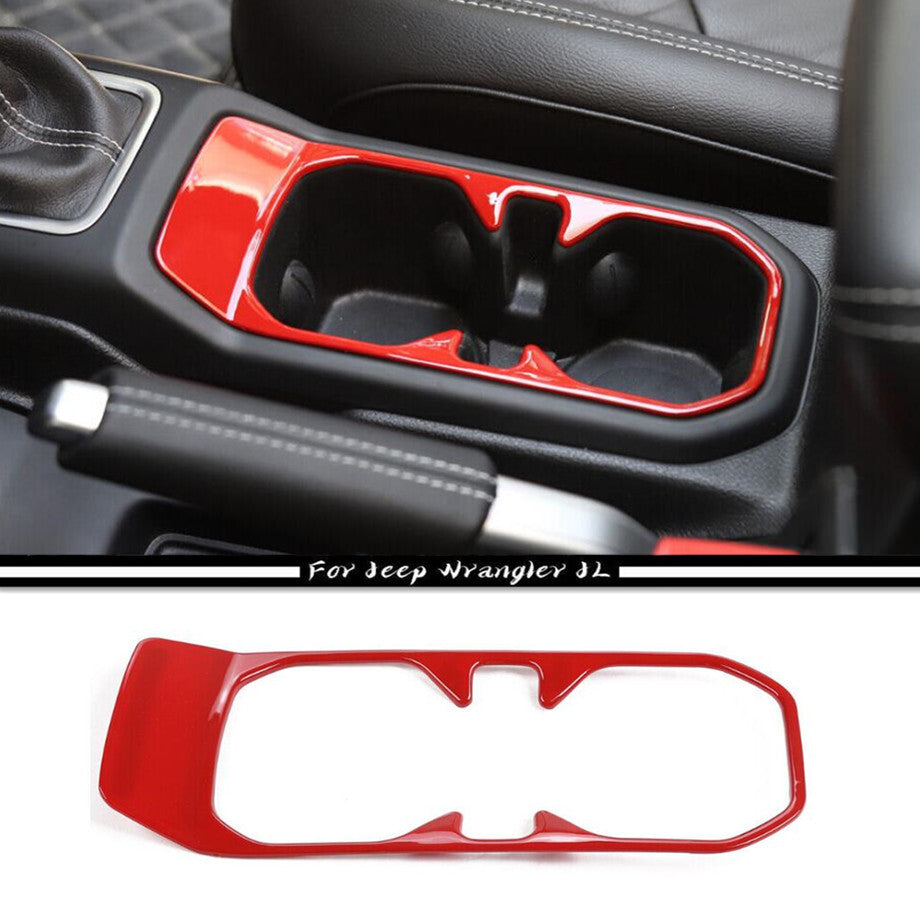 Fit For 2018-2023 for Jeep for Wrangler JL ABS Red Interior Water Cup Holder Panel Trim v