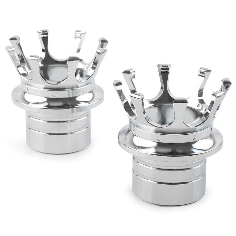 Crown Front Axle Nut Cover Pair for Harley Softail Sportster Road King Chrome