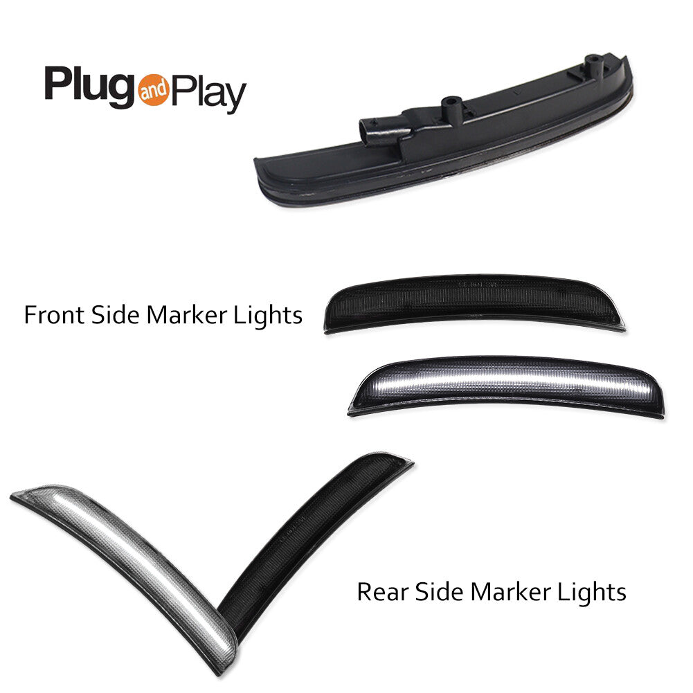4-piece set of LED side marker lights, front and rear smoked white LED, suitable for 15-22 for Dodge chargers- v