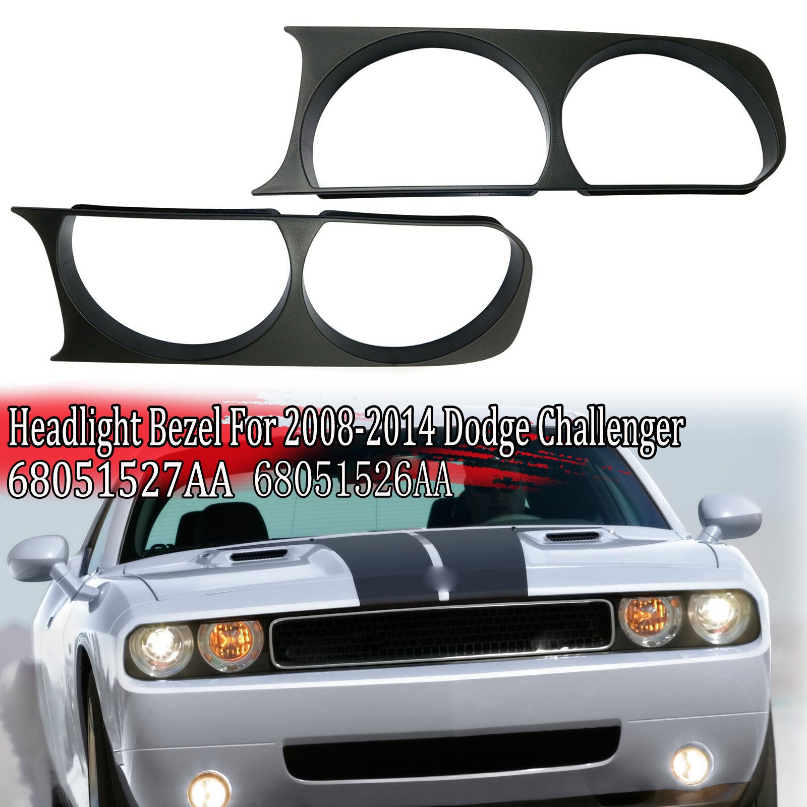 Black front headlight bezel trim LH right-hand grip applicable to 2008-2014 for Dodge for Challenger