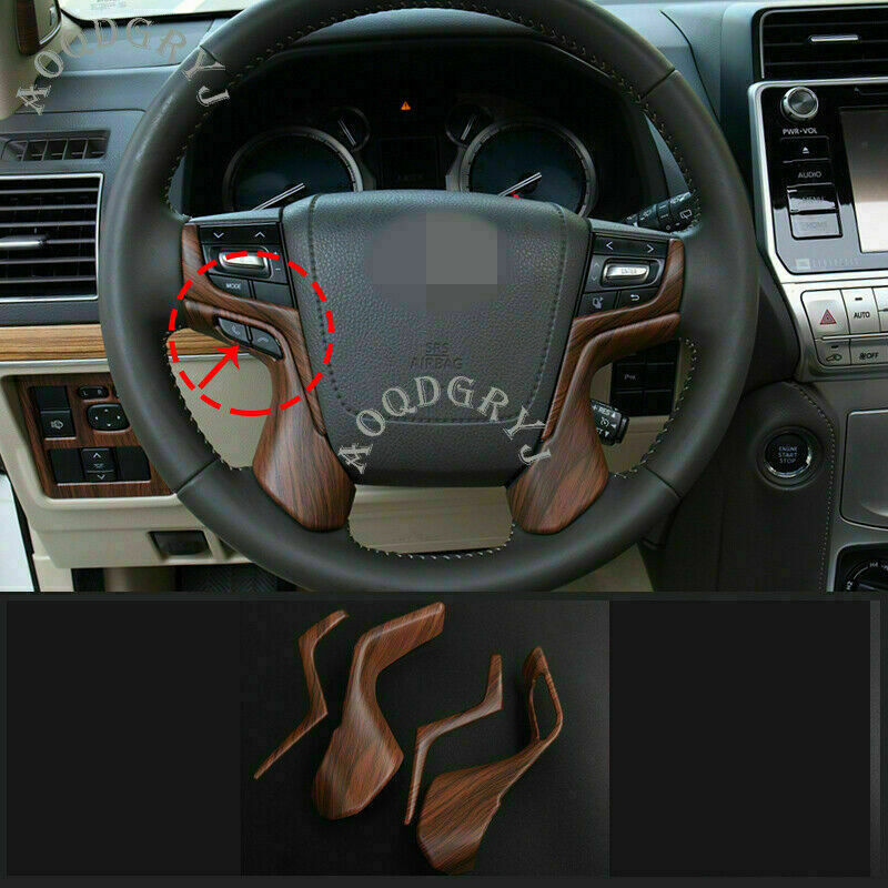 4p for Toyota Prado FJ150 2018-2021 Wood grain Steering wheel trim cover strip