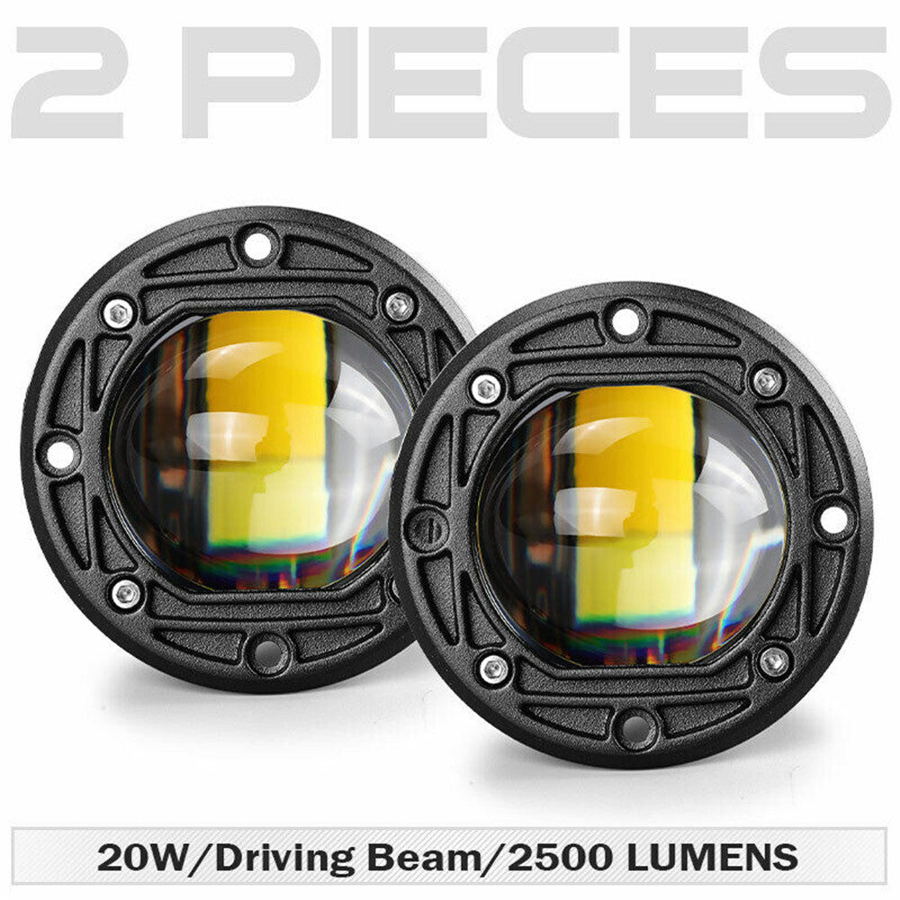 3in Round LED Work Light Pods Flush Mount Spot Driving Fog Off Road Yellow White Q