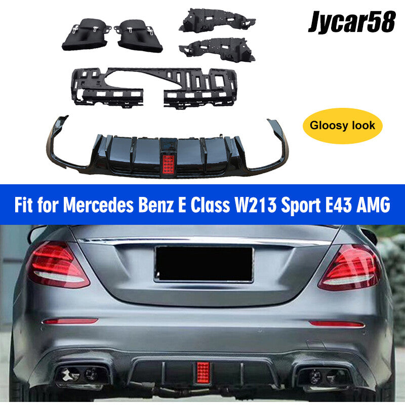 Rear Bumper Lip Diffuser with Exhaust for Benz E Class W213 E63 AMG Sport Bumper