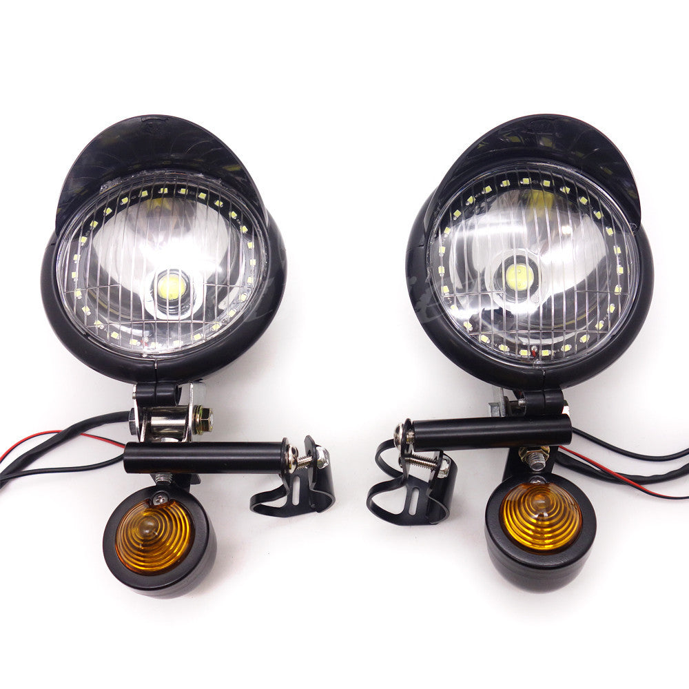Black LED Driving Spot Fog lights Bar Angel Eye W/ Turn Signal Light Custom Q