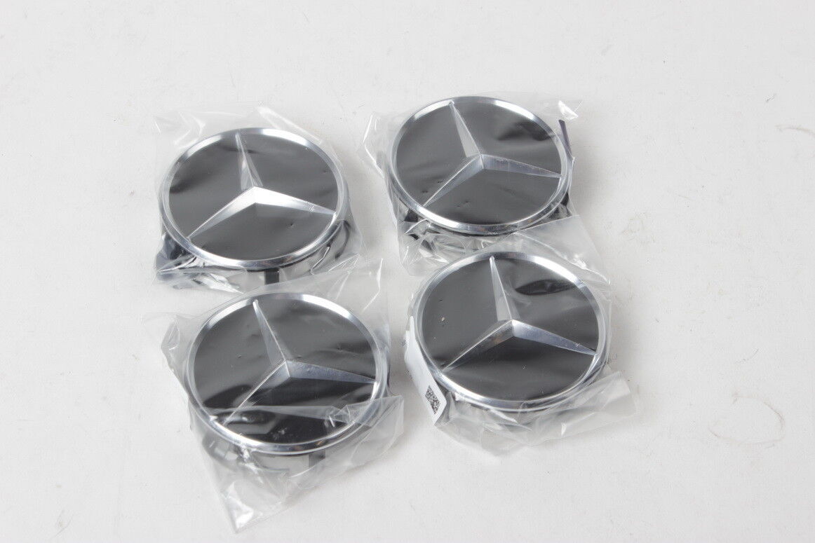 wheel center hubcap star-patterned black chrome protective cover 4-piece set for MERCEDES B66470200