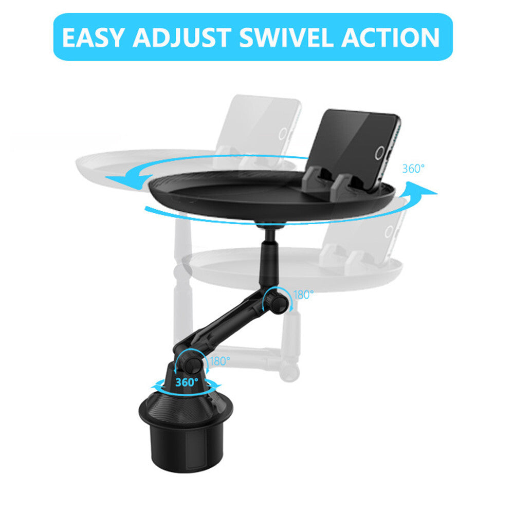 Car Swivel Phone Holder Tray Table Food Drink Mount Stand Anti-Slip Adjustable