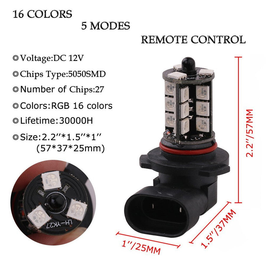 RGB 9006 HB4 5050 27-SMD LED Car Fog Light Reverse Lights Daytime Running Light Q