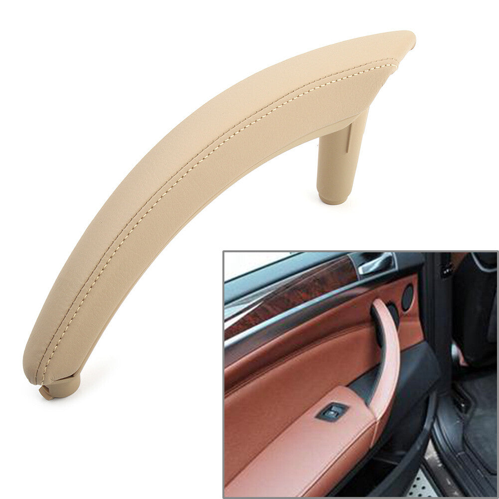 for BMW X5 X6 E70 Beige Left Door Trim Pull Handle Left Side Real Leather 1Pcs