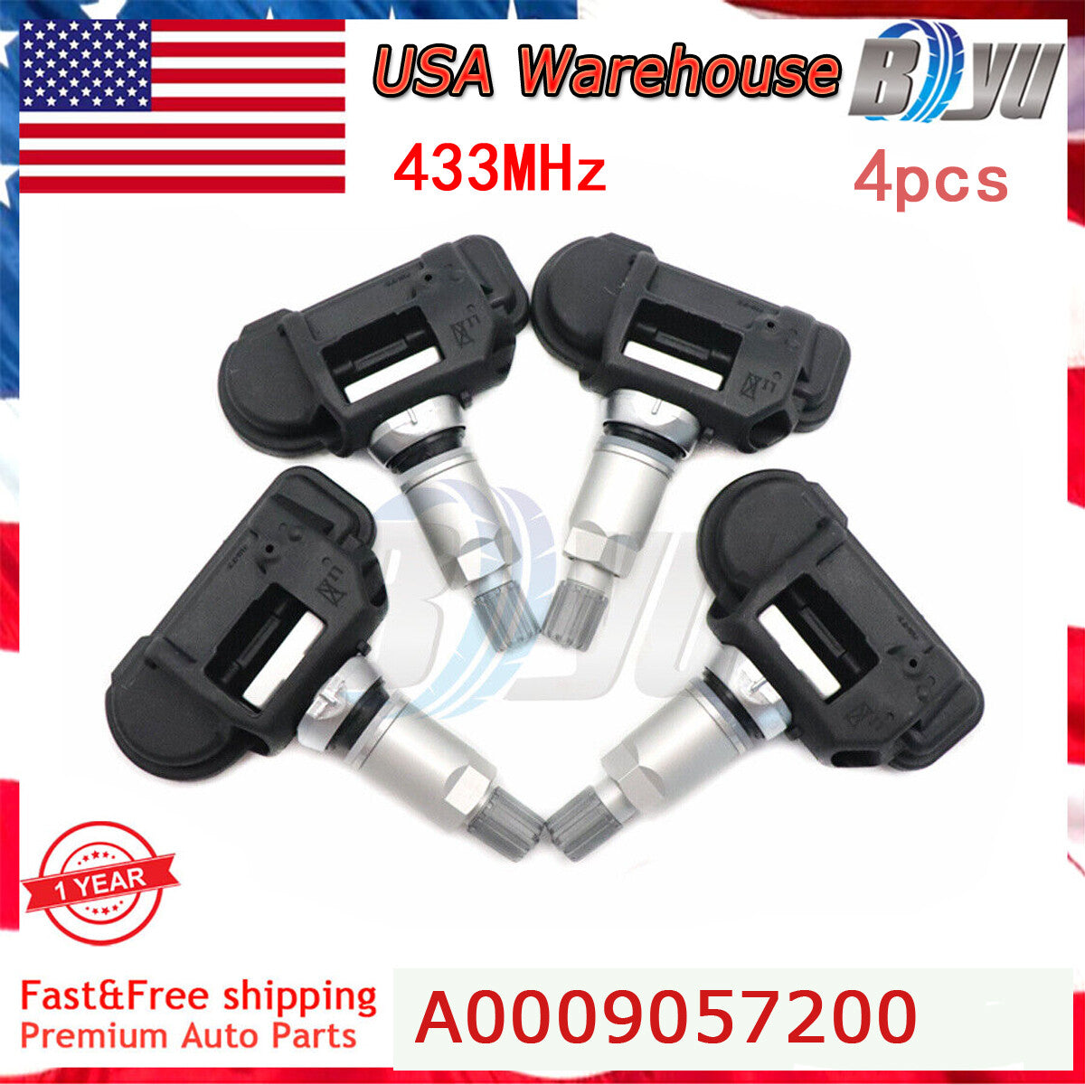 TPMS Tire Pressure Monitor Sensor 4x A0009057200 for Mercedes-Benz C250 C300