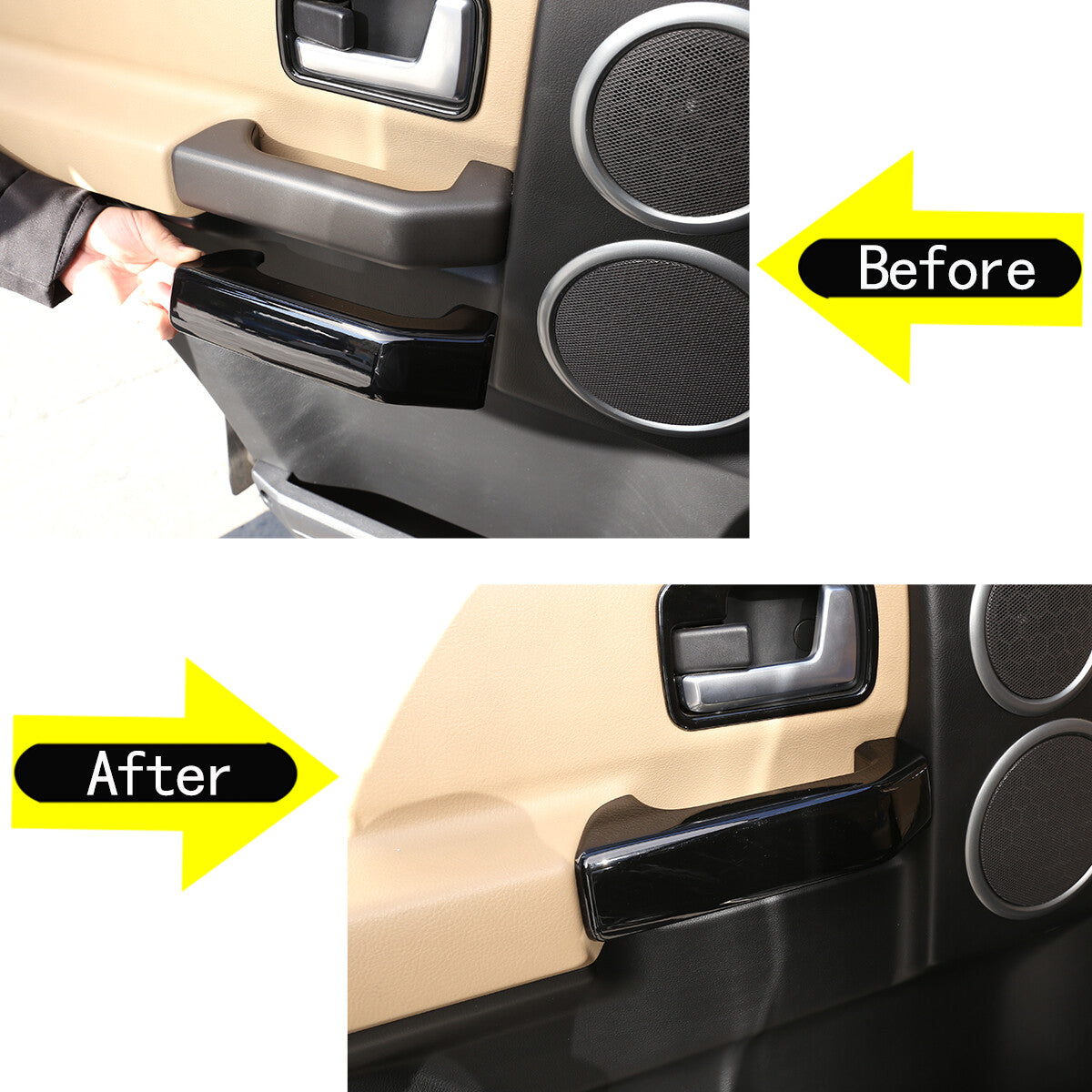Interior door handle panel cover for Land Rover Discovery 3 2004-2009, gloss black. n