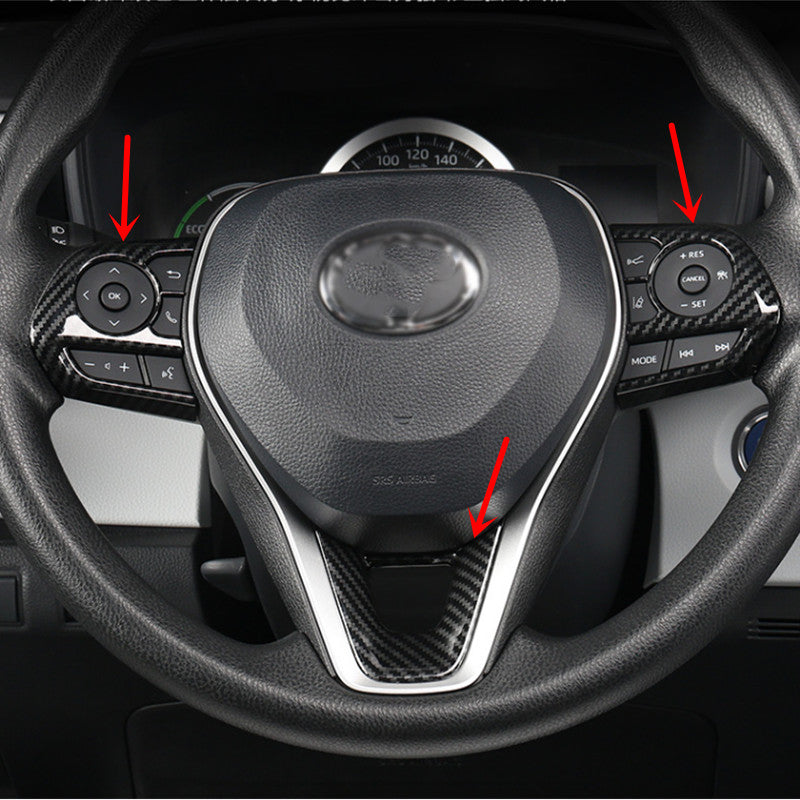 Carbon Fiber Steering Wheel Decor Frame Trim 3PCS For RAV4 2019-2024 v