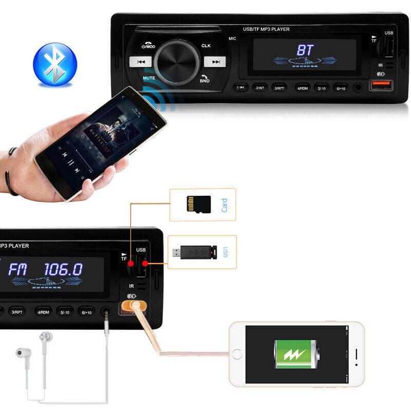 12V Bluetooth USB/FM/WAV Radio, Stereo 4-Channel MP3 Player Remote Control n