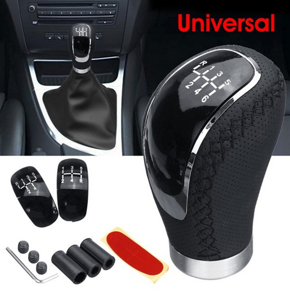 Manual Car Gear Shift Knob 5/6 Speed Shifter Lever Stick Head Transmission Kit
