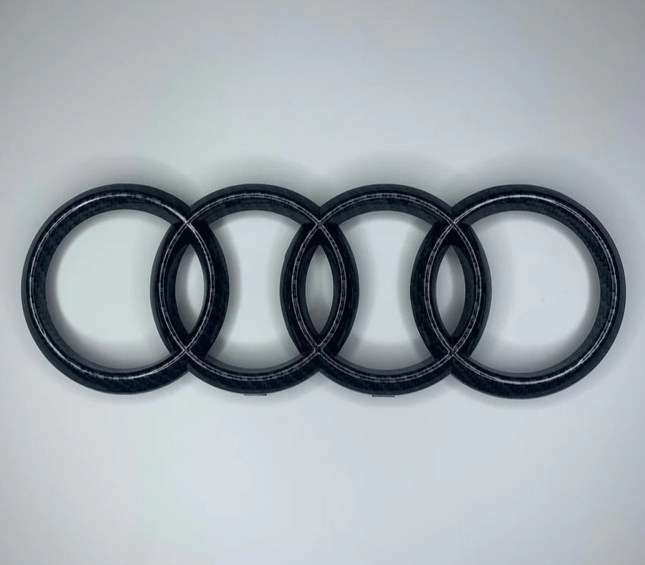 for Audi Rings Rear Badge Boot Trunk Badge Decal Carbon 192 mm x 66 mm - v