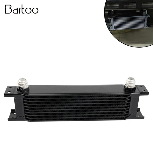 10 Row Black Aluminum Engine Transmission Oil Coolers 10AN Hose End Fittings Kit Q