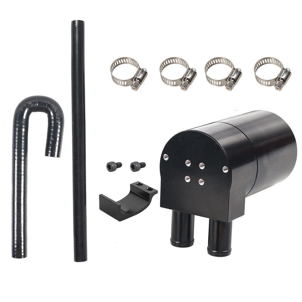 Oil Catch Can Tank with Silicone Radiator Hose Black Aluminum Alloy Reservior