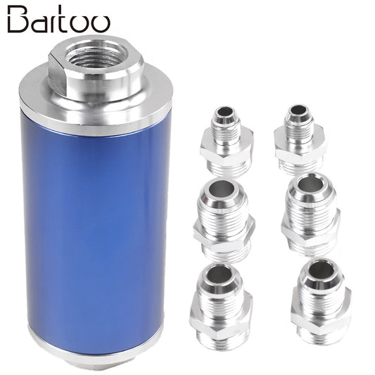 Performance Inline Fuel Filter with100 Micron Element Blue 58mm AN6/AN8/AN10 Q