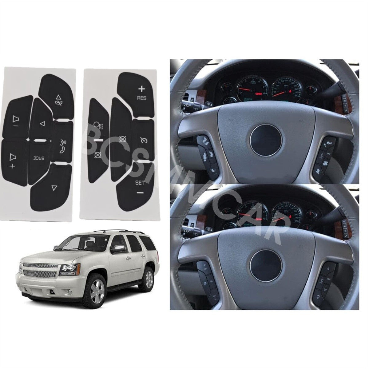Car Steering Wheel Control Button Stickers Fit for Cadillac for Escalade 2007-2014 Q