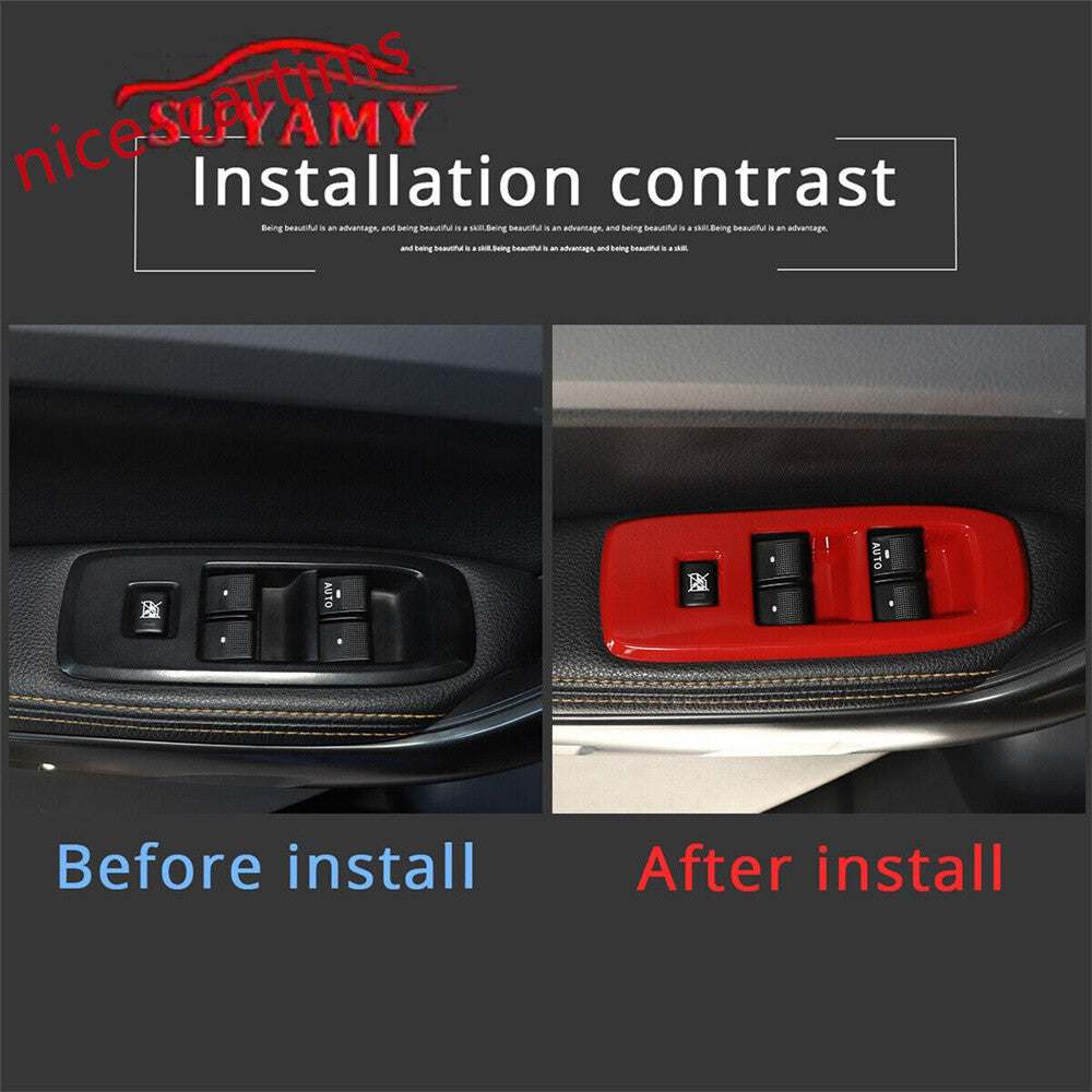 Red ABS Window Lift Switch Button Panel Trim for Ford Ranger 2015-22 Accessories