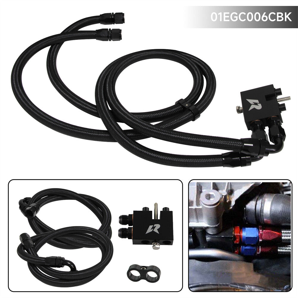 Oil Filter Adapter Plate + 2PCS Hoses for BMW 3 Series N54 335 335i E90 E93 BK