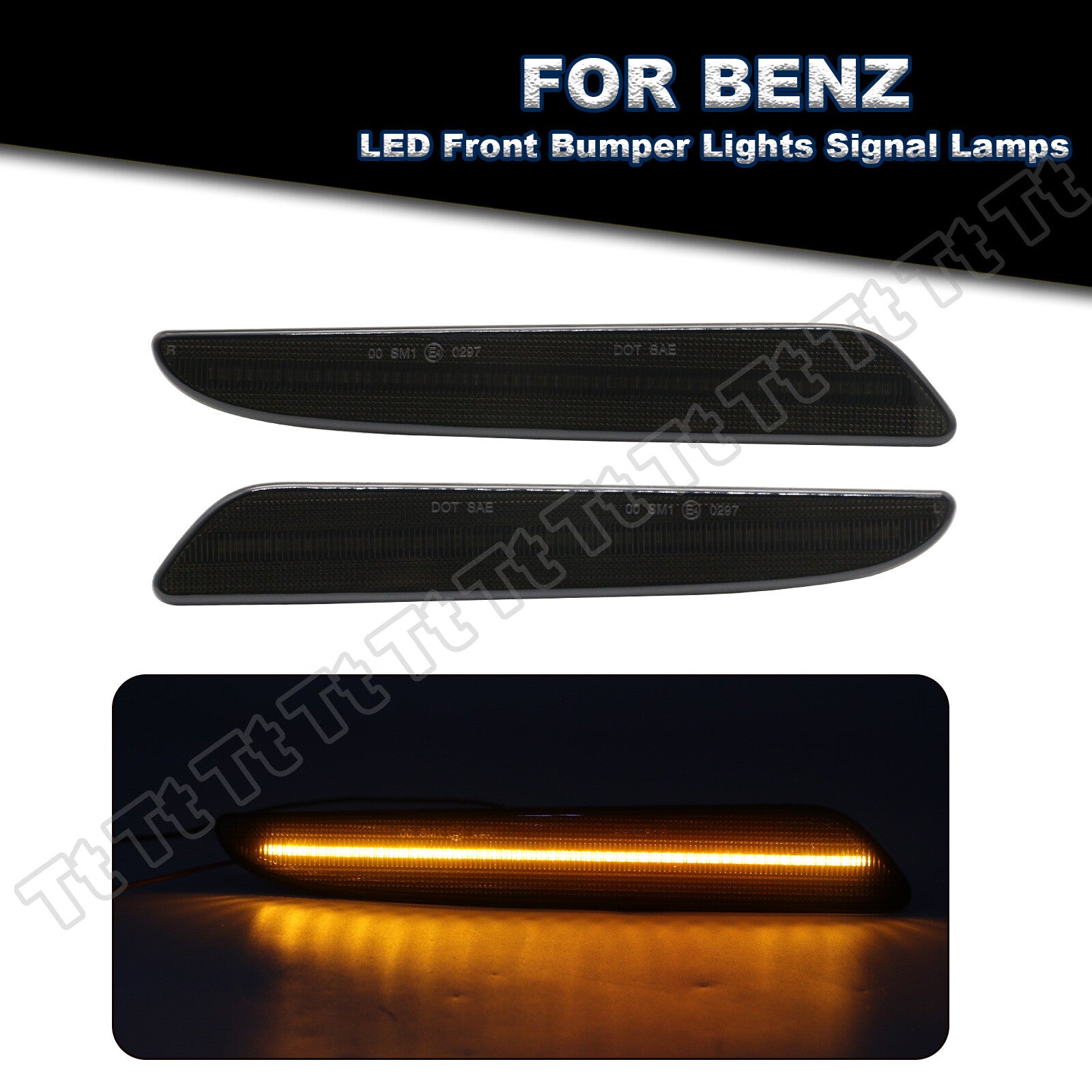 2pcs LED front bumper side marker lights for 07-09 W211 E Class E320- v