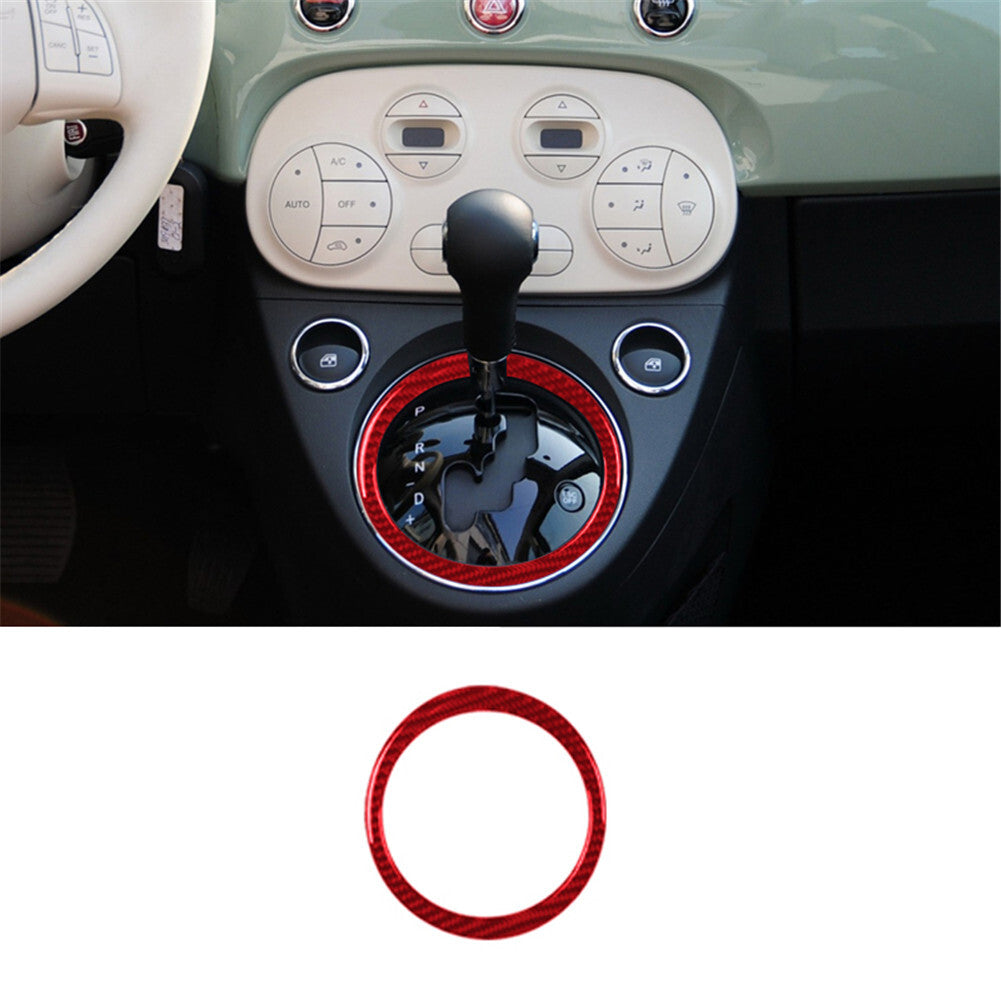 Red carbon fiber automatic gearshift trim for 2012-2015 for Fiat 500