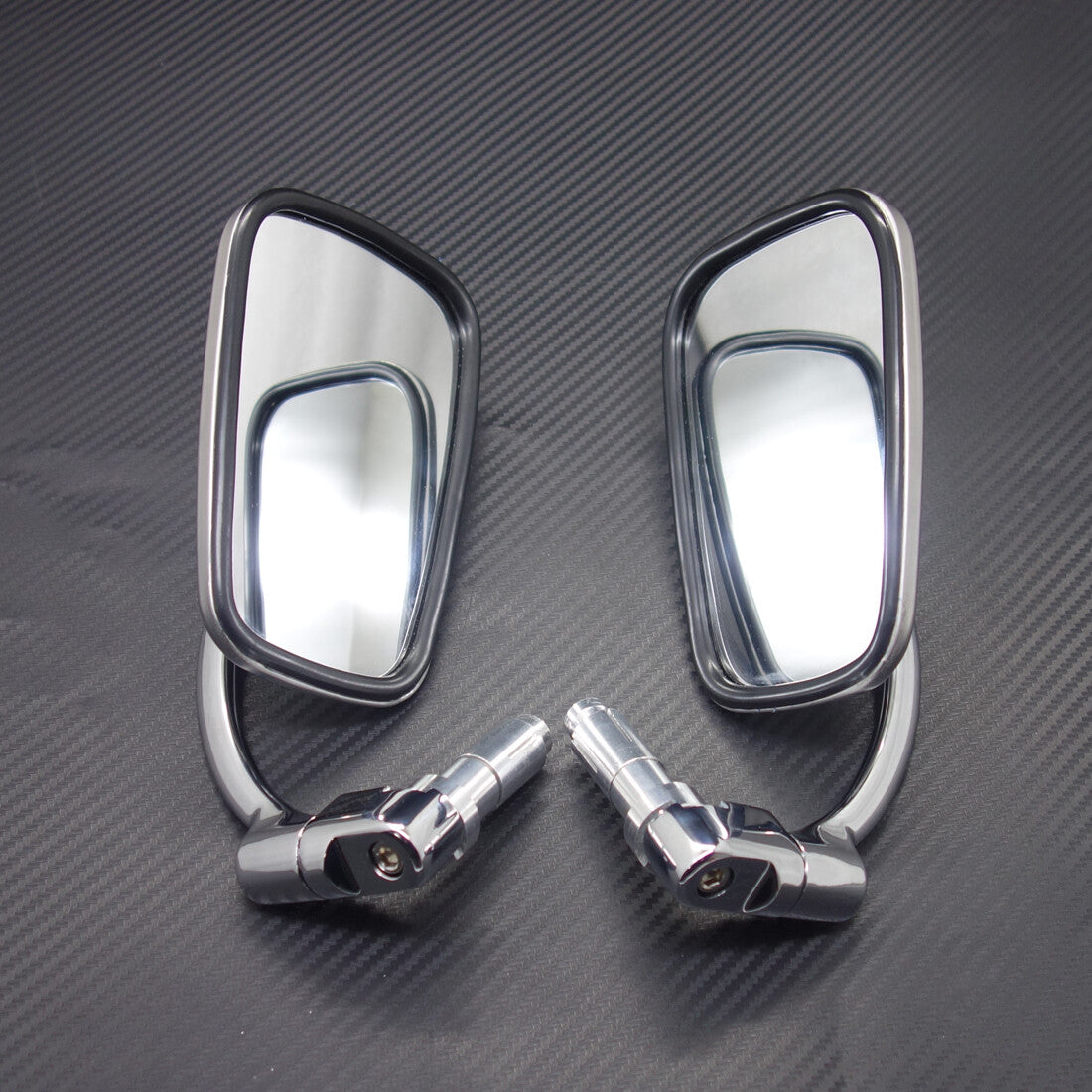 7/8 22mm Silver Retro Metal Handle Bar End Side Rearview Mirror For Cafe Racer Q