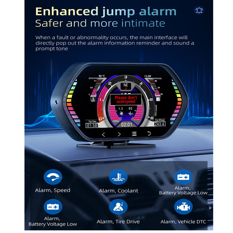 OBD2+GPS HUD Car Digital Head-Up Display Speedometer Turbo RPM Alarm G Sensor - n