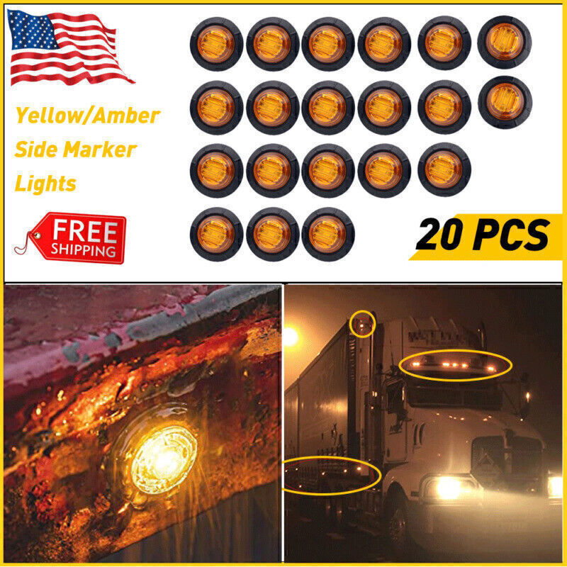 20x Amber LED Side Marker Lights Bullet Clearance Light Truck Trailer Wateproof