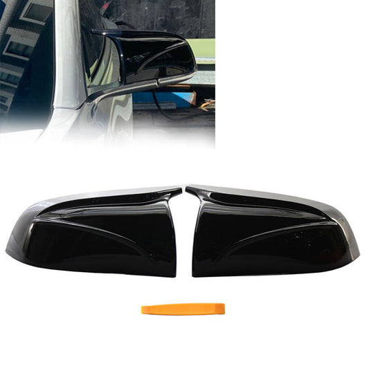 Pair Wing Rearview Mirror Cover Cap Gloss Black for Tesla Model 3 2017-2020