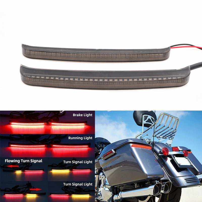 2x Smoke LED Saddlebag Brake Flowing Turn Signal Light for Harley Touring 14-22 Q