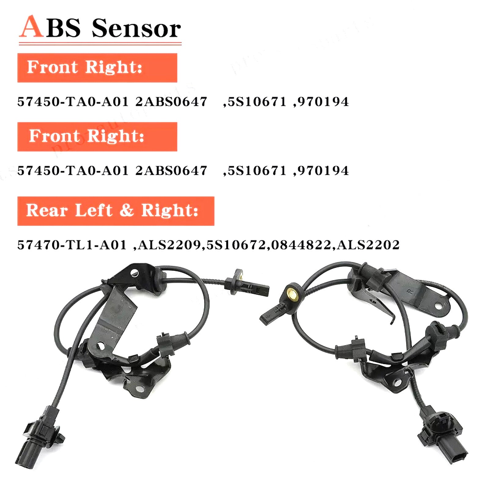 4PCS fit for Honda Accord 2008-12 Front Rear Left Right ABS Wheel Speed Sensor