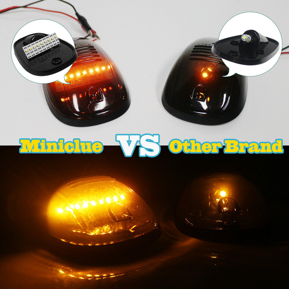 (5) Smoked lens, cab roof marking, running light, amber LED light suitable for 4x4 trucks. Q