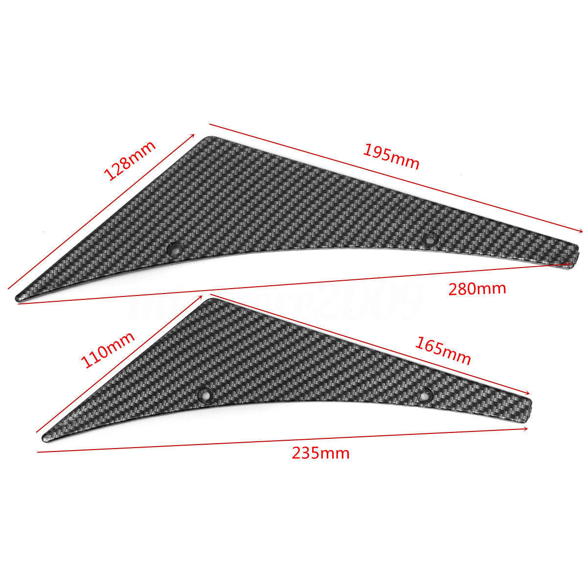 4x Carbon Fiber Car Bumper Lip Fins Canards Splitter Diffuser Valence Spoiler