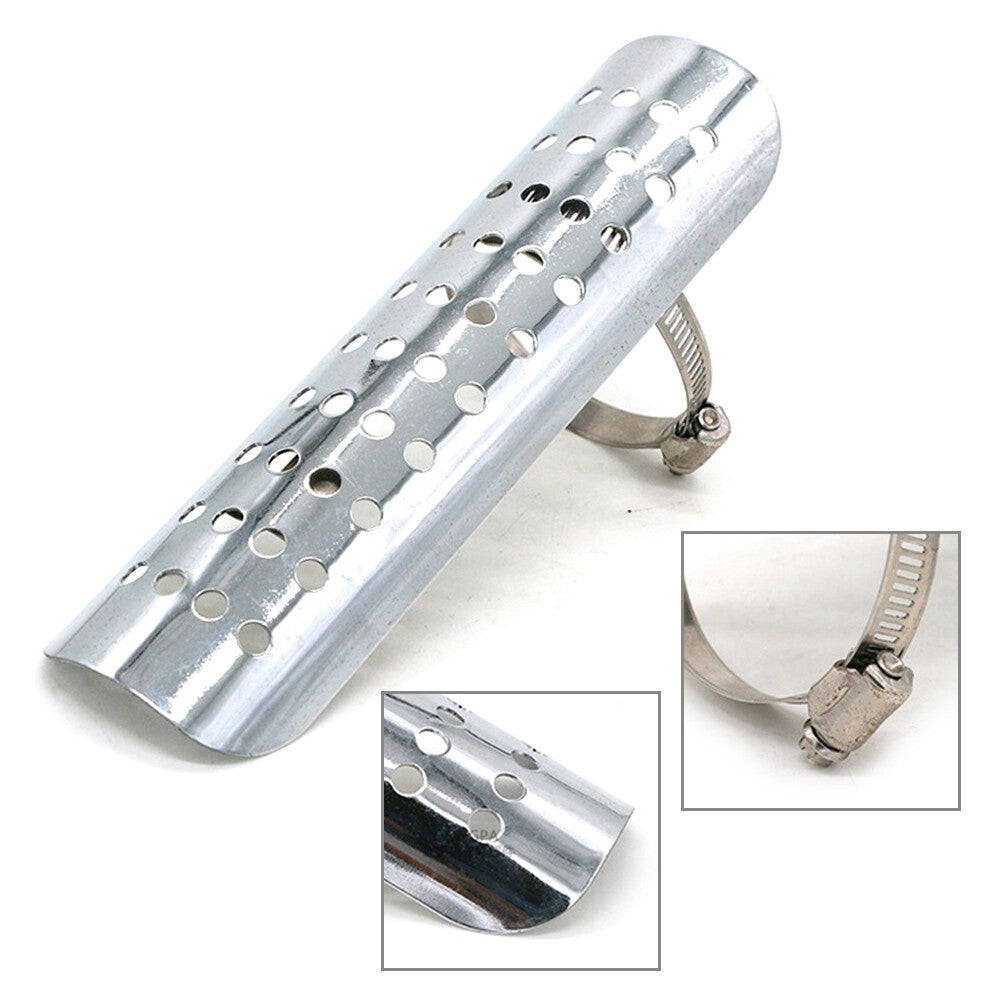 Motorcycle Universal Chrome Exhaust Muffler Pipe Heat Shield Cover Heel Guard