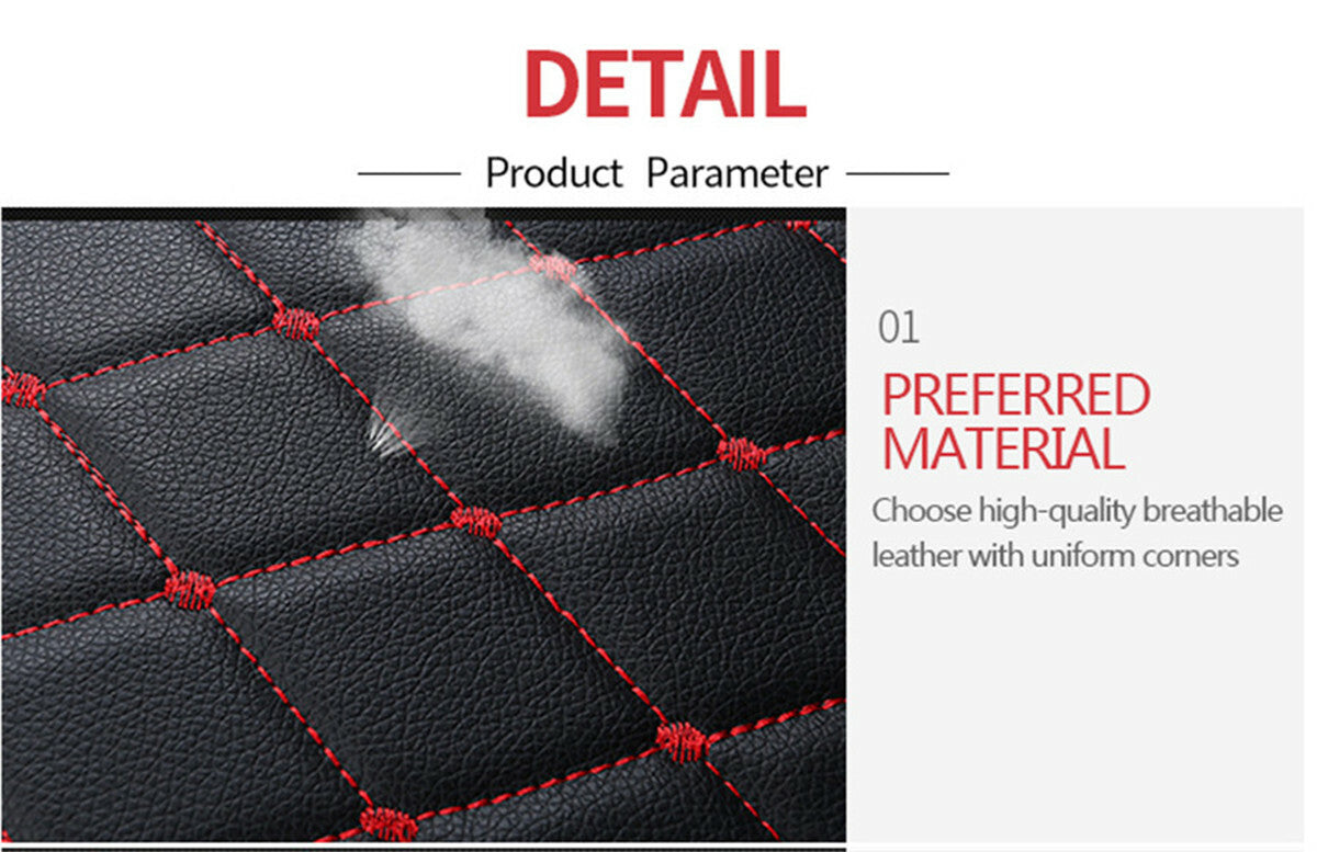 Car Front for Seat Cover Breathable PU Leather Pad Mat Chair Cushion Black/Red