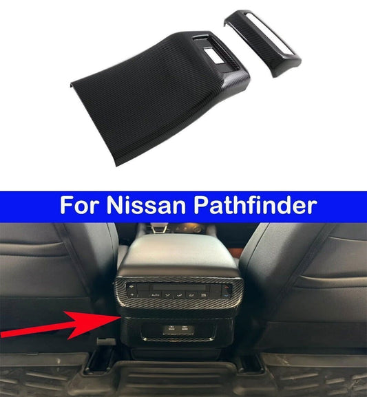 2X Carbon Fiber Rear Air Outlet Frame Cover Trim for Nissan Pathfinder 2022-2024