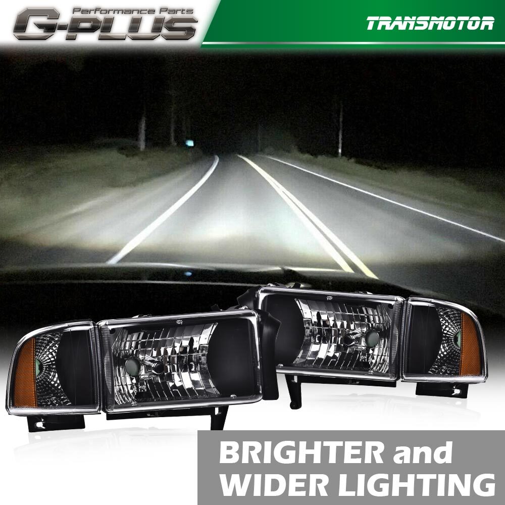 Suitable for 94-02 for Dodge for RAM 1500 2500 3500 headlights LAMPS chrome lens amber angle- v