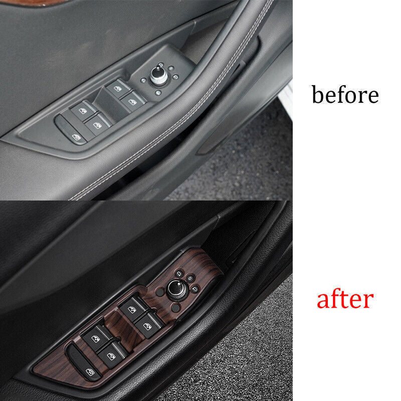 for Audi A4 A5 2017-2024 Red Wood Grain Glass Window Lifting Panel Decoration 4P