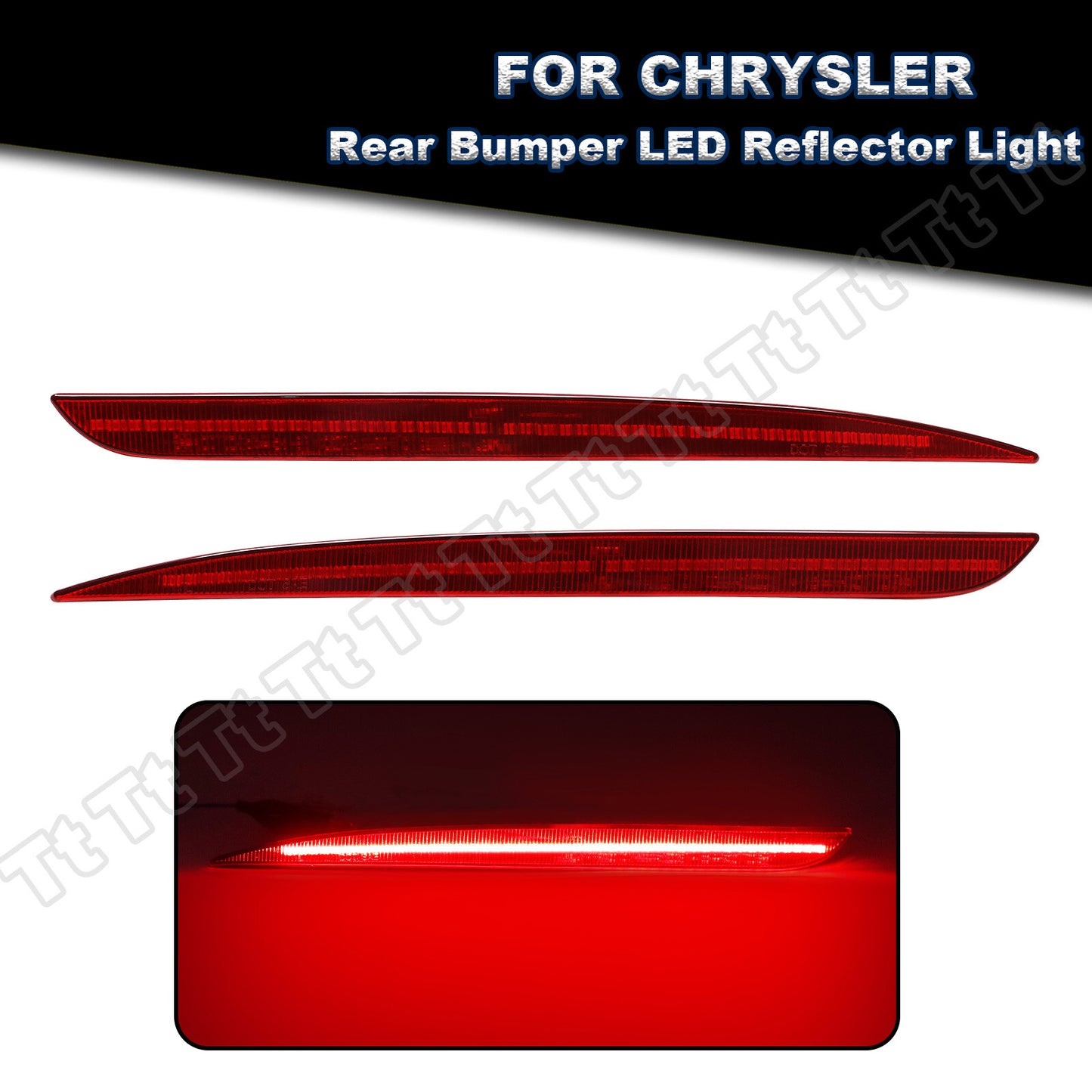 2x LED rear bumper reflector tail brake lights for 2015-2022 for Chrysler 300 Q
