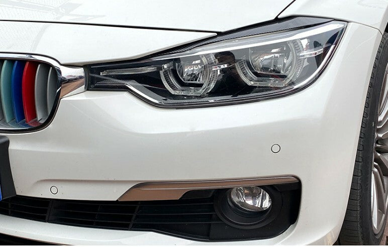 Glossy Black Headlights Eyebrows Cover Trim Fit for BMW 3 Series F30 F34 2013-18