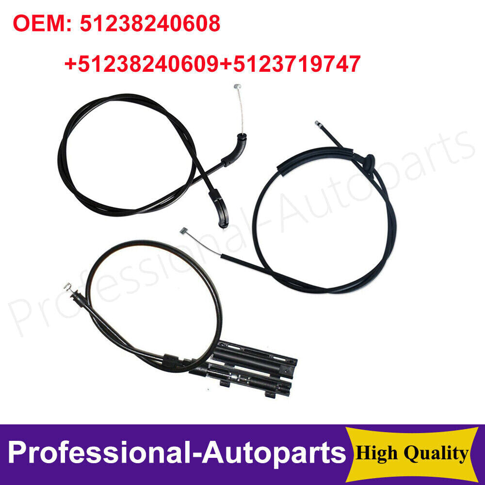 3-piece front center rear cover release Bowden cable for BMW 7 Series E65 E66