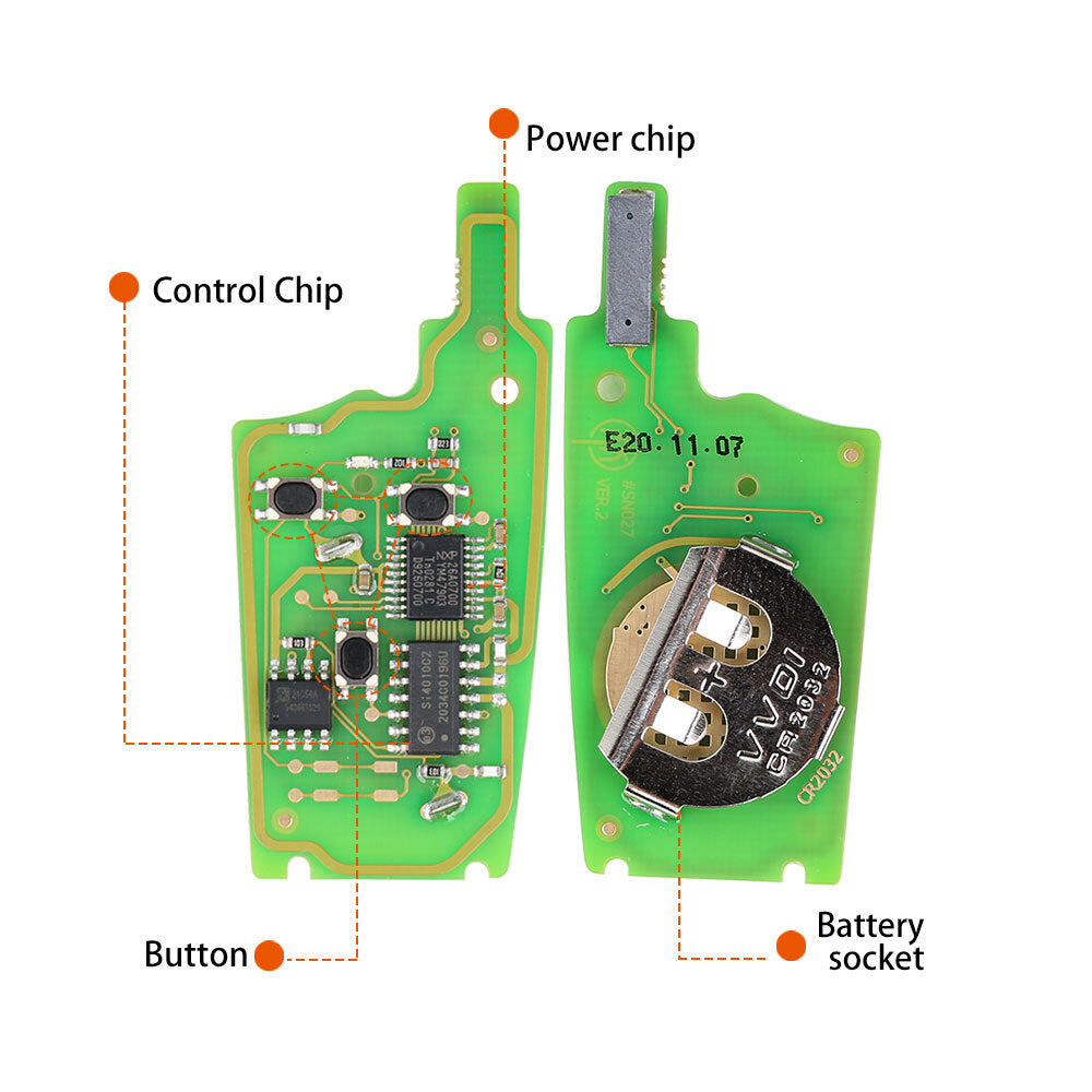 5Pcs Universal Wireless Flip Remote Key 3 Buttons for Audi XNAU01EN HK