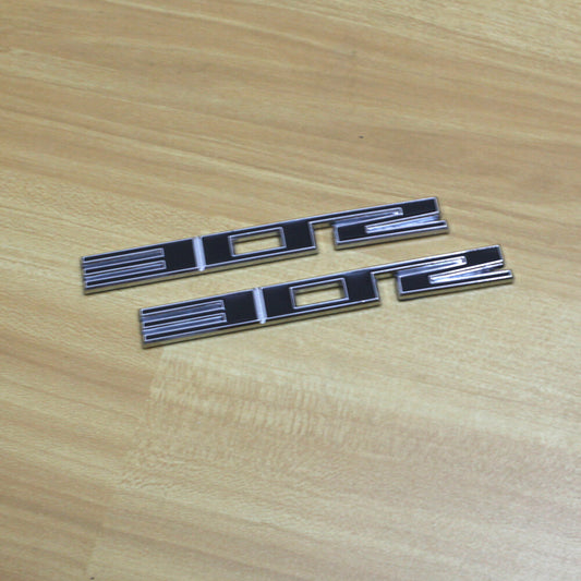 2x Chrome Black Silver 302 Metal Badge Emblem Decal Sticker 3D Motors Car Hybrid