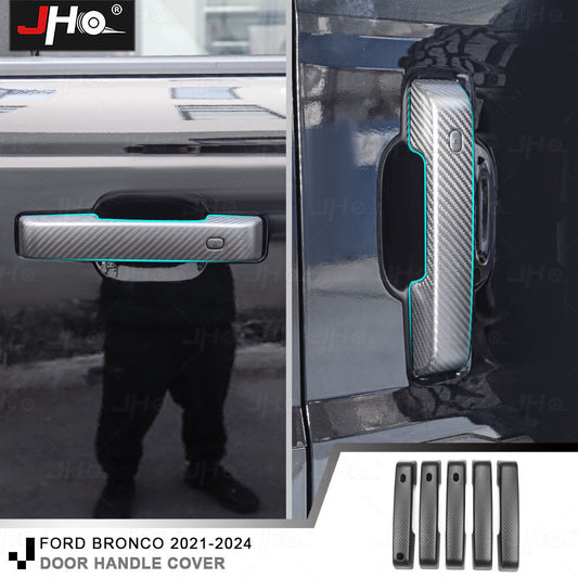 Matte Carbon Fiber Exterior Door Handle Cover Trim for Ford Bronco 2021-2024