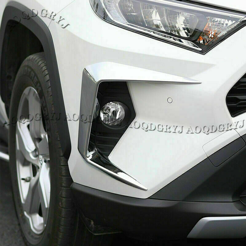 for Toyota RAV4 2019-2023 Chrome Exterior Front Fog Light Lamp Eyebrow Cover 2P