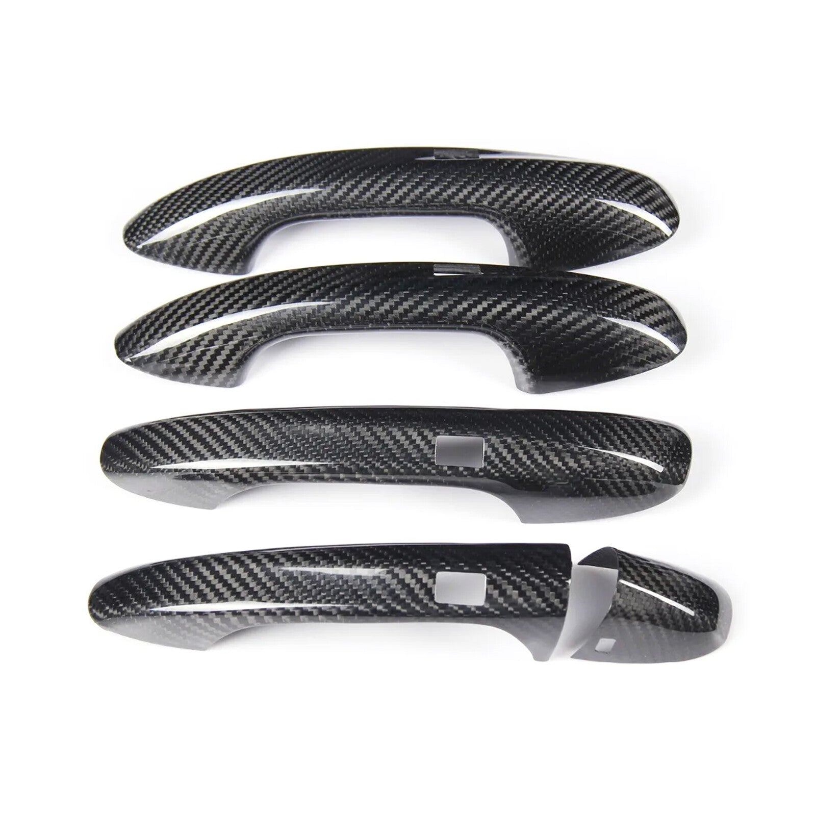 4x Real Carbon Fiber Door Handle Cover w Sensor for Benz W205 C E S GLC GLE