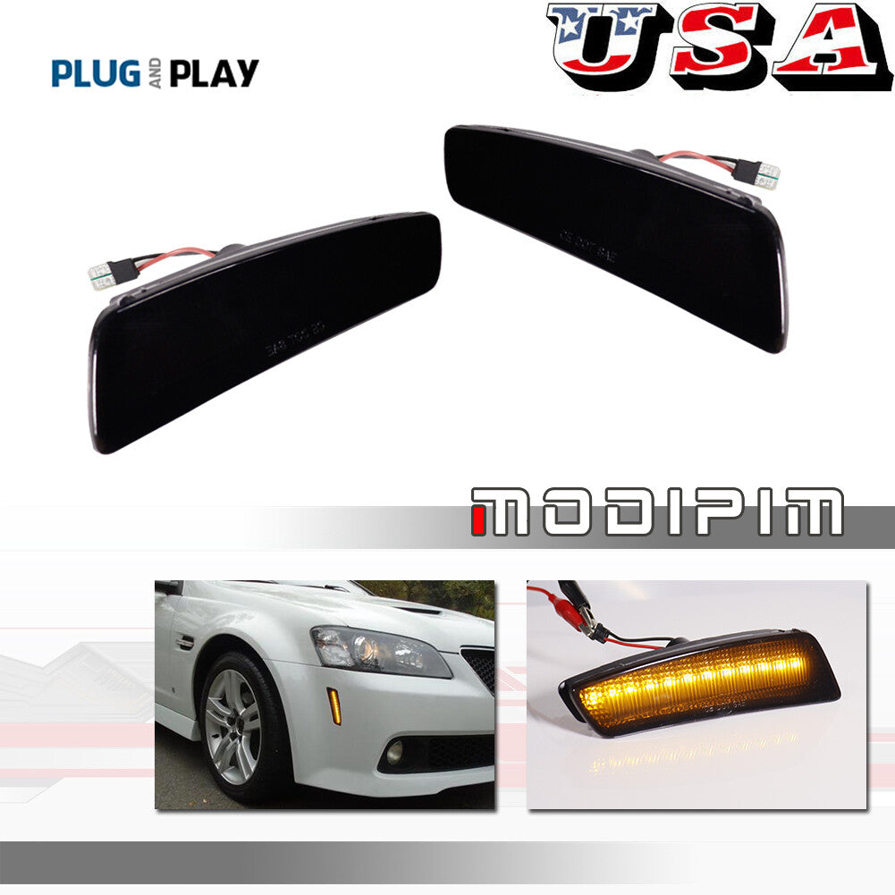 2-piece amber smoke front marker indicator LED light suitable for 2008-2009 for Pontiac G8- v