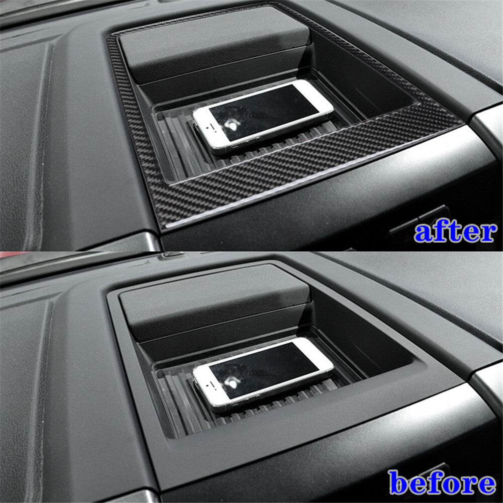 Carbon Fiber Interior Dashboard Storage Box Panel Trim Cover for Ford F-150 2015